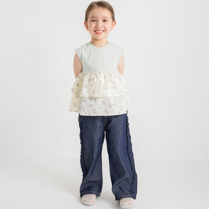 Japanese children's clothing Branches printed layered vest 80-150cm girls summer TOPS 
