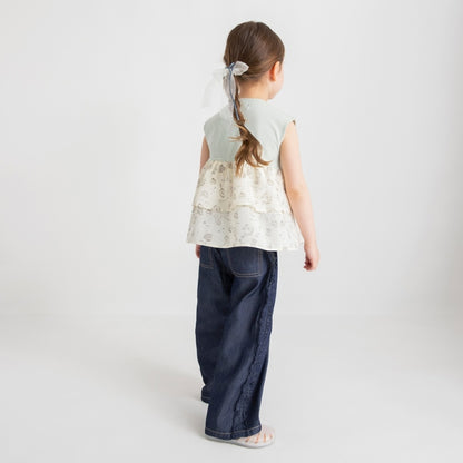 Japanese children's clothing Branches printed layered vest 80-150cm girls summer TOPS 