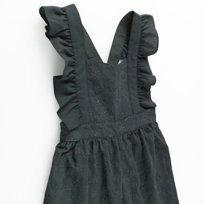 Japanese children's clothing Branches shoulder embroidery ruffle jumpsuit 90-150cm girls summer jumpsuit 
