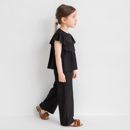Japanese children's clothing Branches lace hollow two-piece suit 80-150cm girls summer TOPS PANTS 