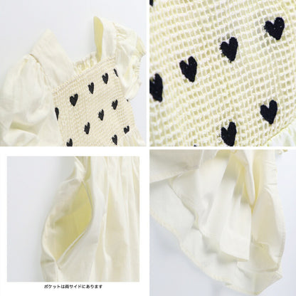 Japanese Children's Clothing Branches Heart Embroidered Dress 90-130cm Girls Summer Dresses 