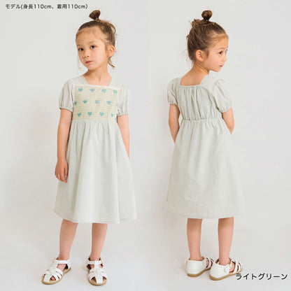 Japanese Children's Clothing Branches Heart Embroidered Dress 90-130cm Girls Summer Dresses 