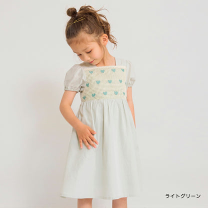Japanese Children's Clothing Branches Heart Embroidered Dress 90-130cm Girls Summer Dresses 