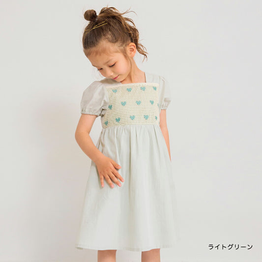 Japanese Children's Clothing Branches Heart Embroidered Dress 90-130cm Girls Summer Dresses 