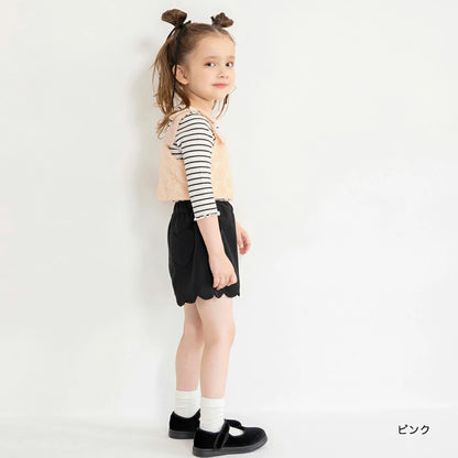 Japanese children's clothing Branches scallop silk layered waist top 90-150cm girls summer TOPS 
