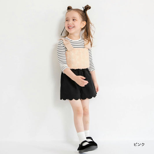 Japanese children's clothing Branches scallop silk layered waist top 90-150cm girls summer TOPS 