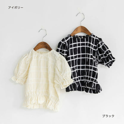Japanese children's clothing Branches scallop silk layered waist top 90-150cm girls summer TOPS 