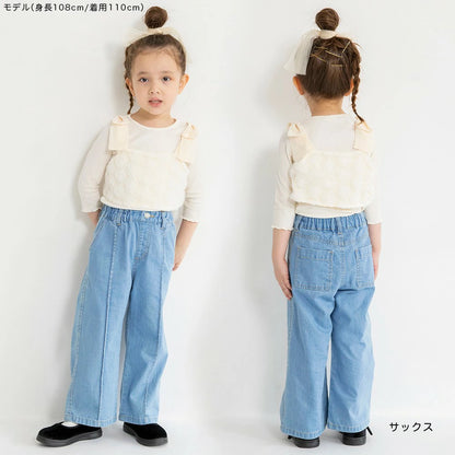 Japanese children's clothing Branches scallop silk layered waist top 90-150cm girls summer TOPS 