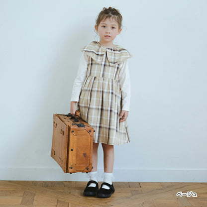 日本童裝 Branshes 格紋背心連身裙 80-150cm 女童款 秋季 DRESSES