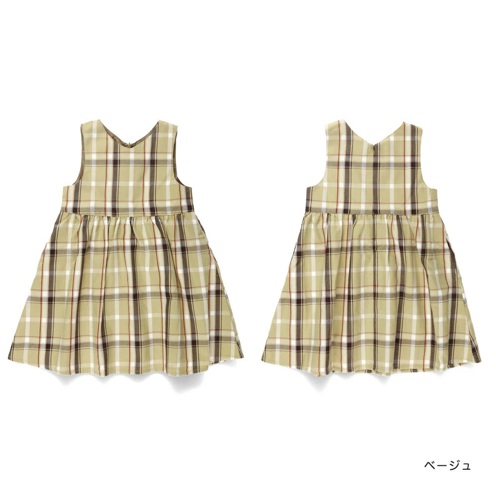 日本童裝 Branshes 格紋背心連身裙 80-150cm 女童款 秋季 DRESSES