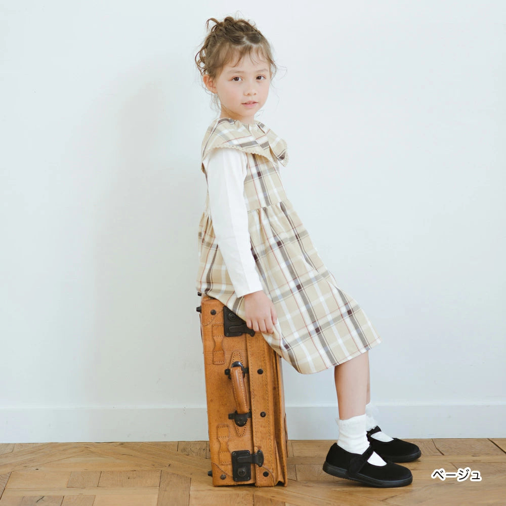日本童裝 Branshes 格紋背心連身裙 80-150cm 女童款 秋季 DRESSES