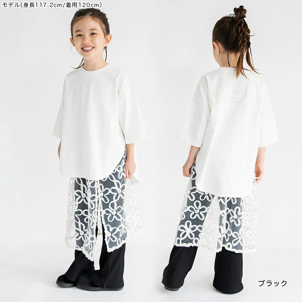 Japanese children's clothing Branches scallop silk layered waist top 90-150cm girls summer TOPS 