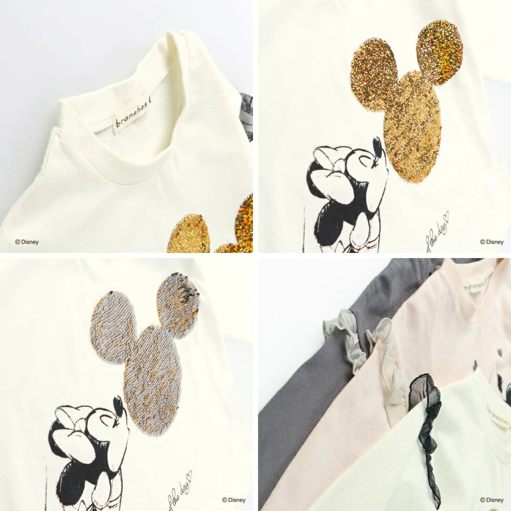 日本童裝 Branshes x Disney 印花長袖上衣 80-150cm 女童款 秋季 TOPS