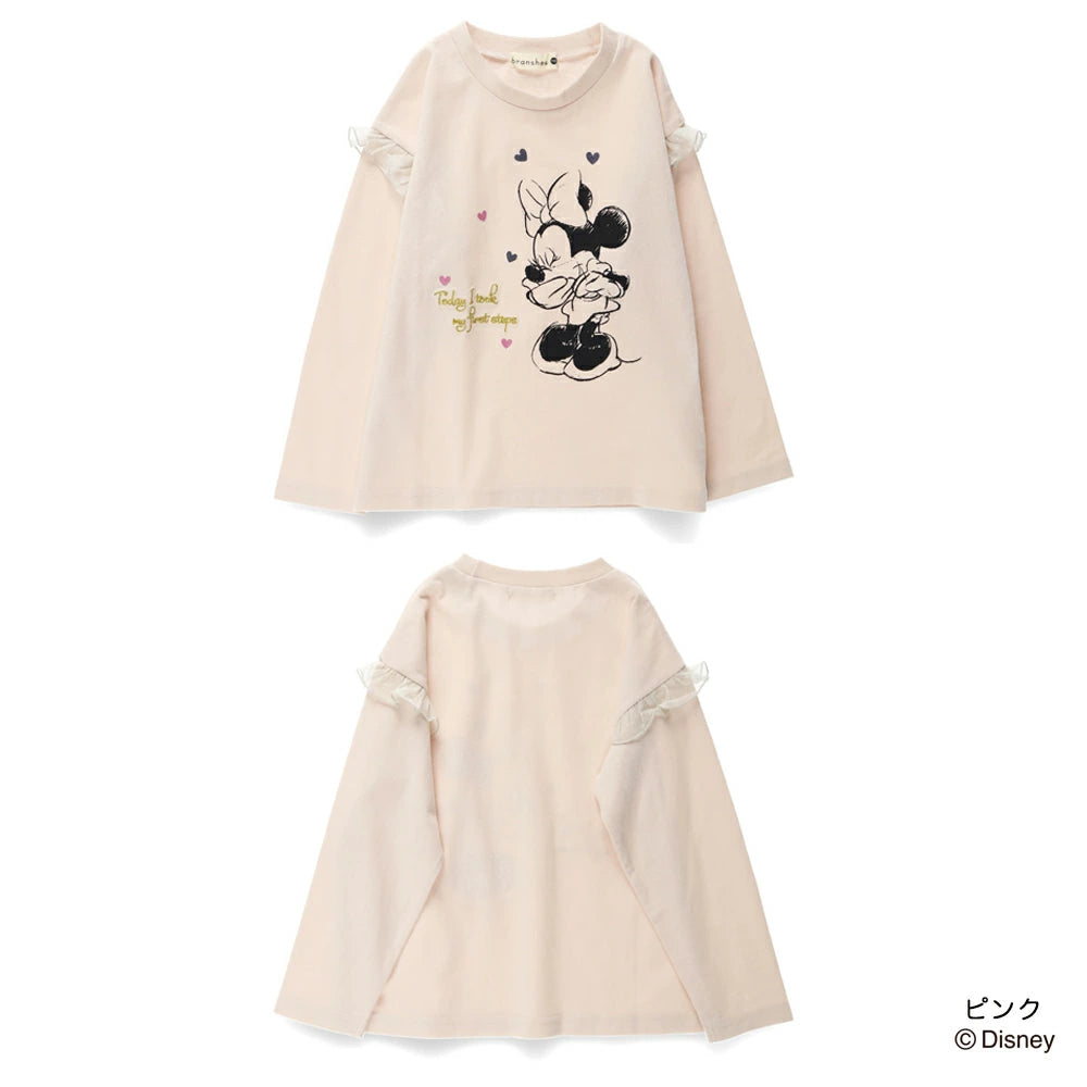 日本童裝 Branshes x Disney 印花長袖上衣 80-150cm 女童款 秋季 TOPS