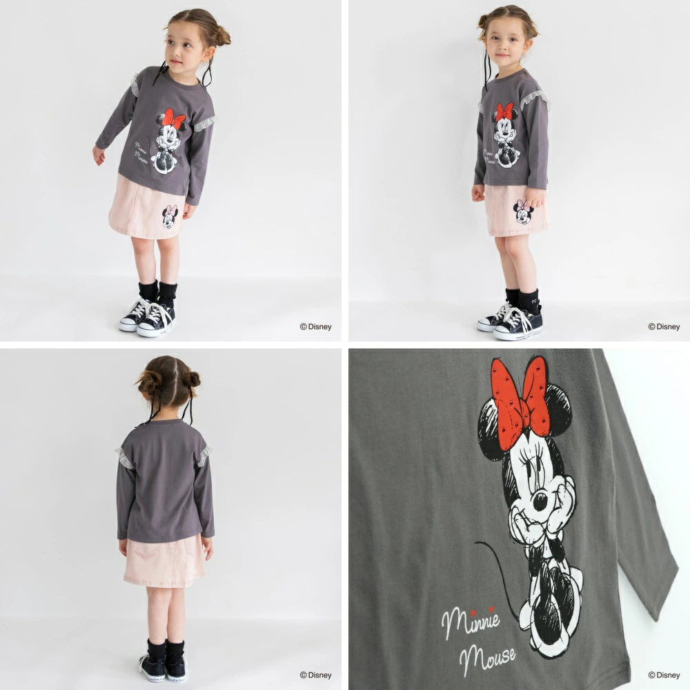 日本童裝 Branshes x Disney 印花長袖上衣 80-150cm 女童款 秋季 TOPS