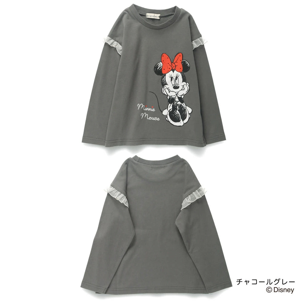 日本童裝 Branshes x Disney 印花長袖上衣 80-150cm 女童款 秋季 TOPS