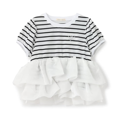 日本童裝 Ly# mine 歐根紗拼接上衣 90-140cm 女童款 夏季 TOPS