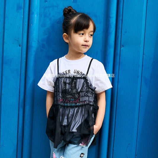 Japanese children's clothing X-girl Stages tulle butt top 90-140cm girls summer TOPS 