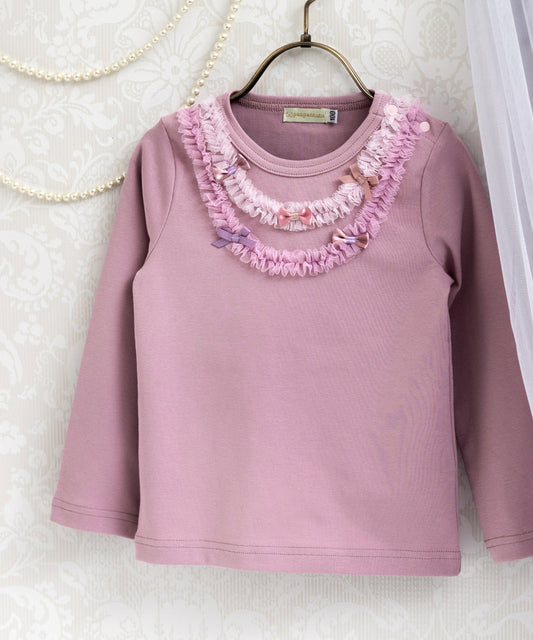 Japanese children's clothing panpantutu tulle bow top 80-150cm girls summer TOPS 