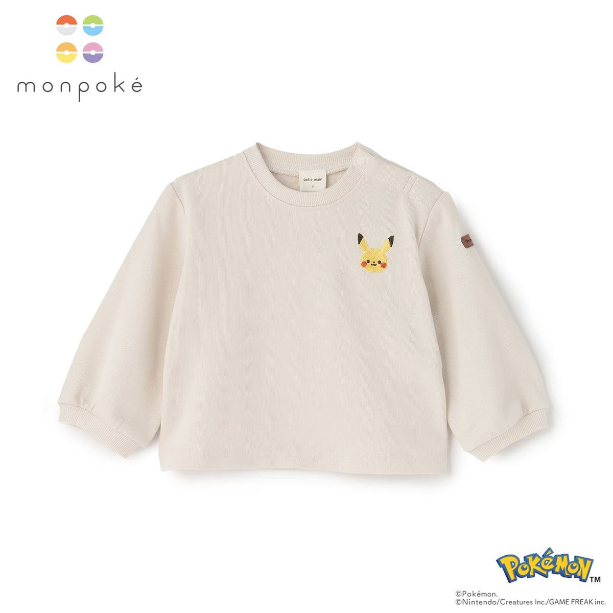 日本童裝 pe#main x【monpoke】刺繡衛衣 70-80cm 男童款/女童款 初生嬰兒 秋季 TOPS