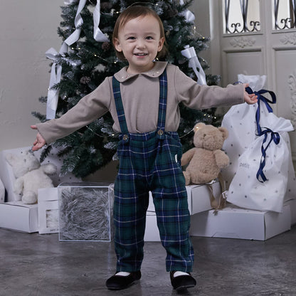 日本童裝 pe#main 上衣吊帶連體褲套裝 80-110cm 初生嬰兒 男童款 冬季 Jumpsuit 聖誕紅/新年紅