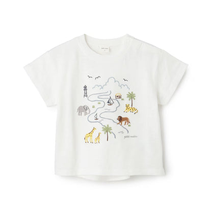 日本童裝 pe#main 野生動物園刺繡短袖上衣 80-130cm 男童款 初生嬰兒 夏季 TOPS