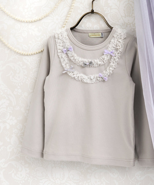 Japanese children's clothing panpantutu tulle bow top 80-150cm girls summer TOPS 