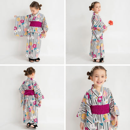 Japanese Children's Clothing Branches 2Way Yukata Japanese Kimono 90-120cm Girls Summer Dresses Japanese Summer Festival Special 