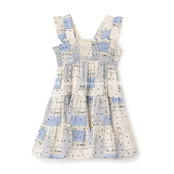 Japanese children's clothing pe#main pleated suspender dress 80-130cm girls summer dresses 