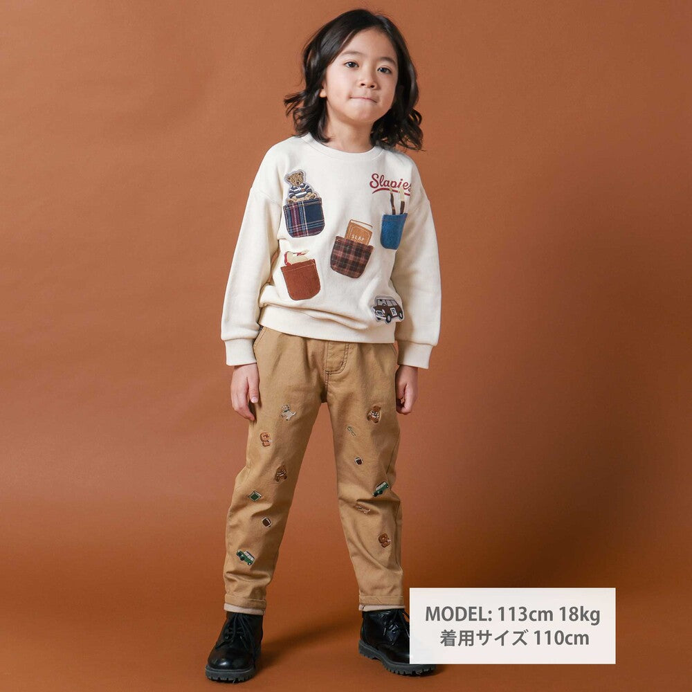 日本童裝  SLAP SLIP 刺繡薄抓毛長褲 80-130cm 男童款 冬季 PANTS