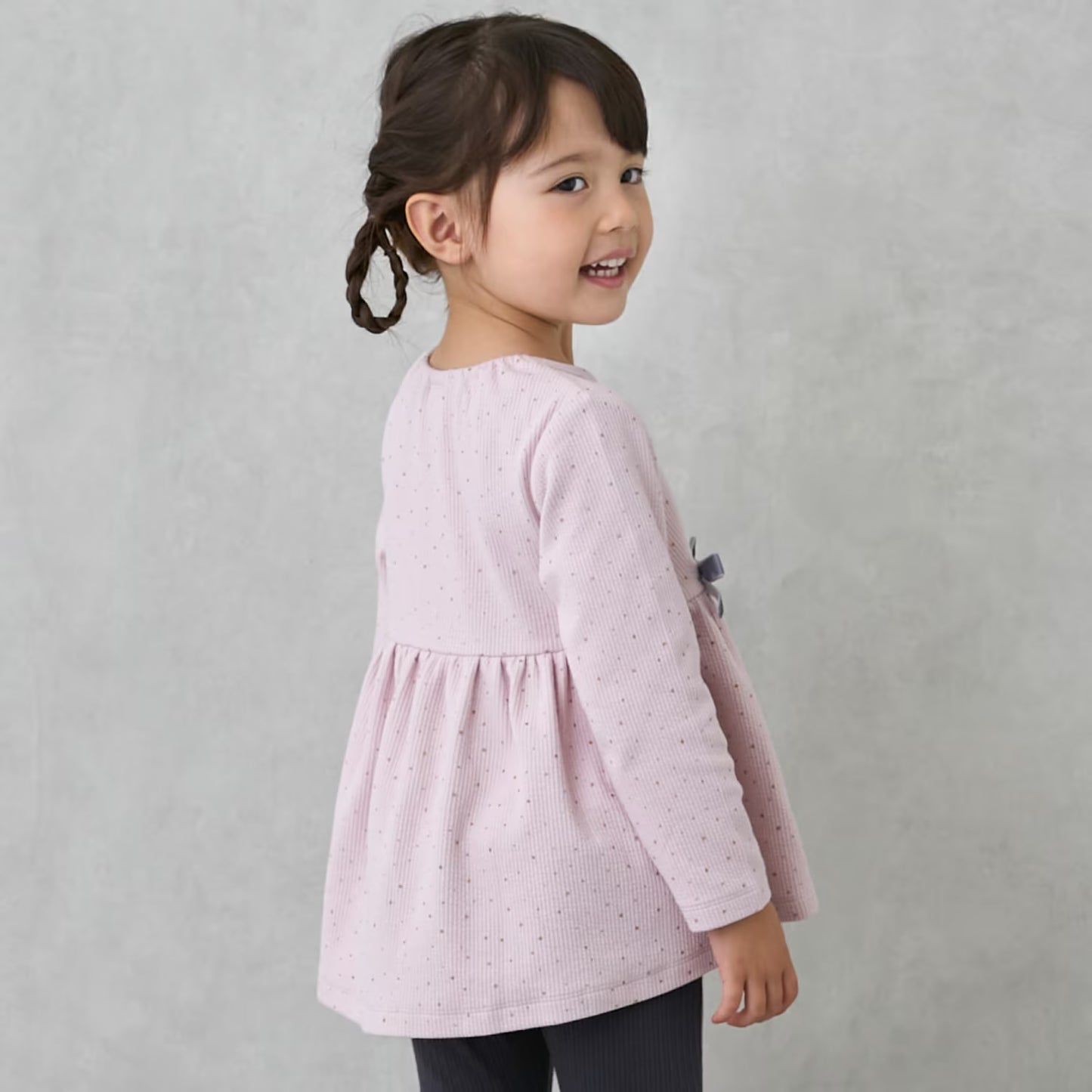 日本童裝 pe#main 抓毛蝴蝶結上衣 80-130cm 女童款 冬季 TOPS