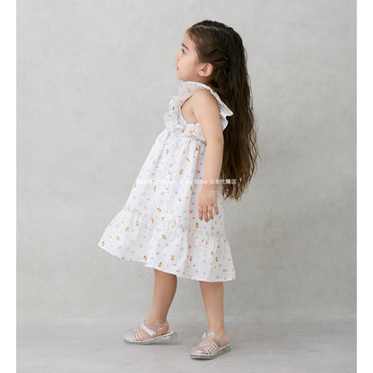 Japanese children's clothing pe#main small flying sleeve dress 80-130cm girls summer dresses 