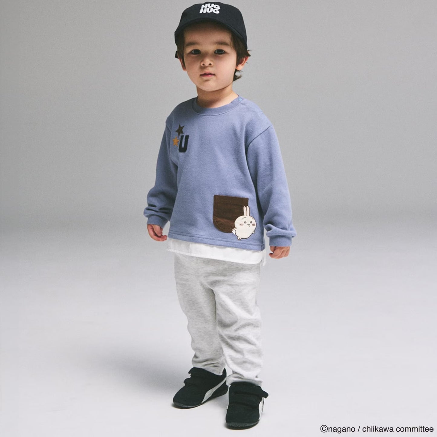 日本童裝 pe#main x【Chiikawa】菱形貼花長褲 80-130cm 男童款/女童款 初生嬰兒 夏季 PANTS