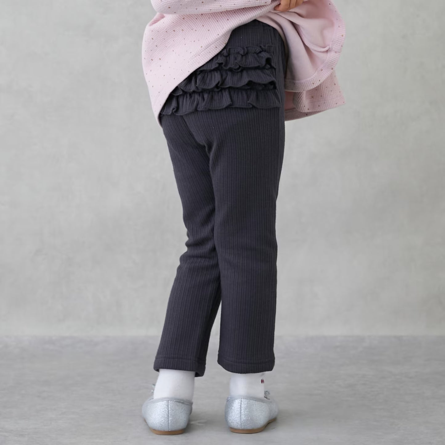 日本童裝 pe#main 抓毛荷葉邊緊身褲 80-120cm 女童款 冬季 PANTS