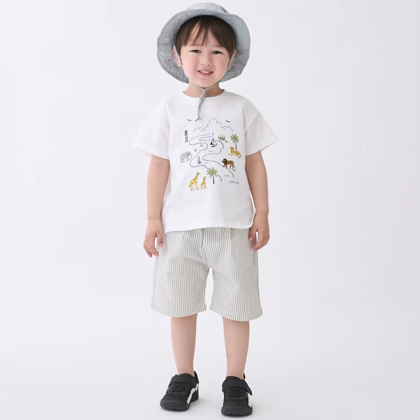 日本童裝 pe#main 野生動物園刺繡短袖上衣 80-130cm 男童款 初生嬰兒 夏季 TOPS