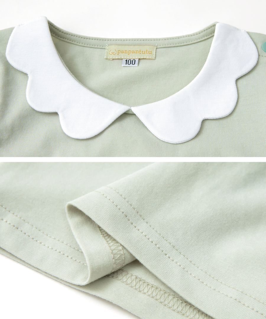 Japanese children's clothing panpantutu lace collar short-sleeved top 90-140cm girls summer TOPS 