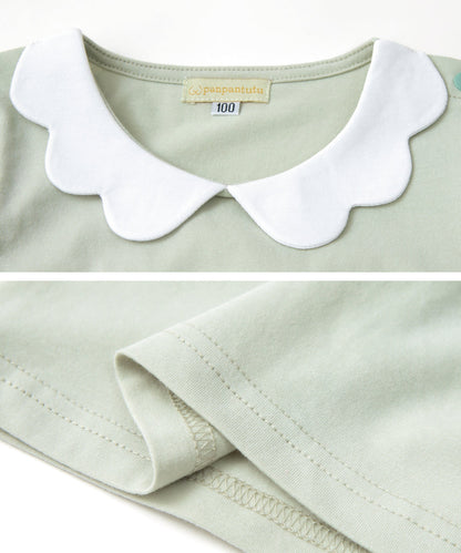 Japanese children's clothing panpantutu lace collar short-sleeved top 90-140cm girls summer TOPS 