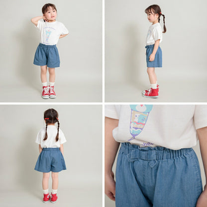 Japanese children's clothing Branches bow belt shorts 90-150cm girls spring and summer PANTS 