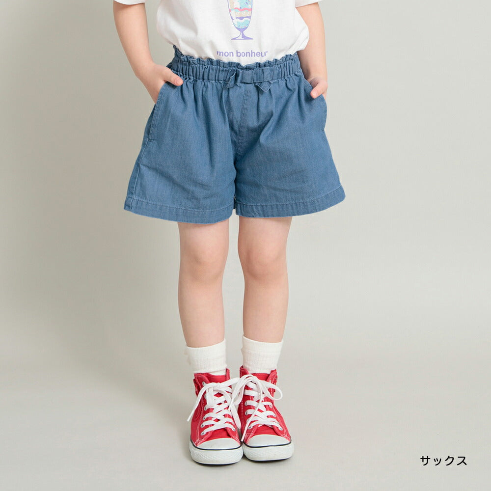 Japanese children's clothing Branches bow belt shorts 90-150cm girls spring and summer PANTS 