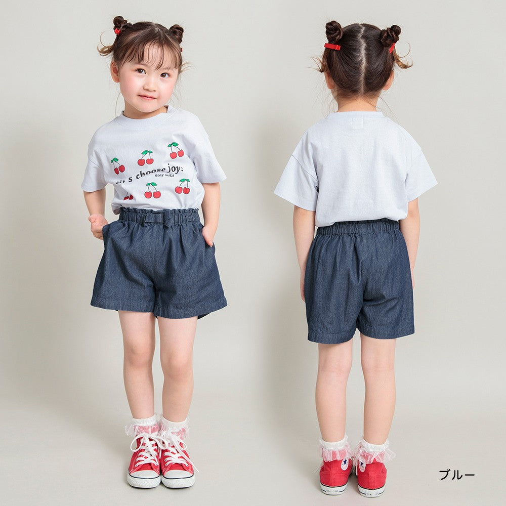Japanese children's clothing Branches bow belt shorts 90-150cm girls spring and summer PANTS 