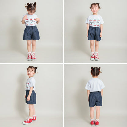 Japanese children's clothing Branches bow belt shorts 90-150cm girls spring and summer PANTS 