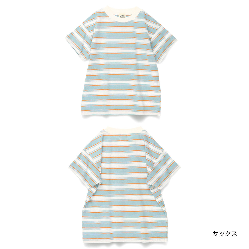 Japanese Branches Striped Short-Sleeved Tops (100-150cm) for Boys (Summer) 
