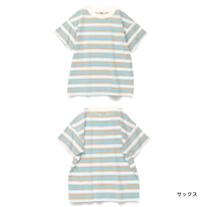 Japanese Branches Striped Short-Sleeved Tops (100-150cm) for Boys (Summer) 