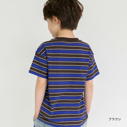 Japanese Branches Striped Short-Sleeved Tops (100-150cm) for Boys (Summer) 