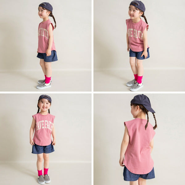 日本童裝 Branshes 字母印花背心上衣 100-150cm 女童款 夏季 TOPS