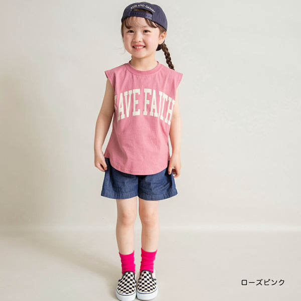 日本童裝 Branshes 字母印花背心上衣 100-150cm 女童款 夏季 TOPS
