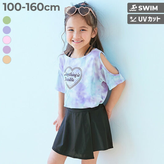 Japanese children's clothing dev!rock UV protection swimsuit three-piece set 100-160cm girls summer swimsuit special edition