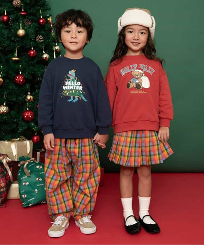 日本童裝 BREEZE 格仔百褶裙褲 80-140cm 女童款 冬季  SKIRTS PANTS Christmas 聖誕快樂特輯 聖誕服裝/飾物配件 聖誕紅/新年紅