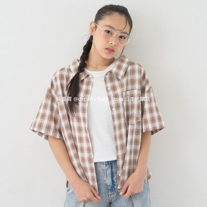 Lovetoxic Japanese children's clothing fake two-piece off-the-shoulder shirt 130-160cm girls summer TOPS 