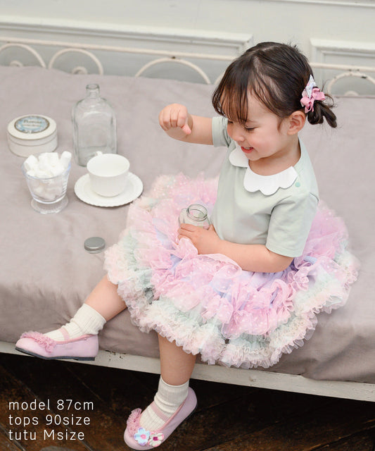 Japanese children's clothing panpantutu lace collar short-sleeved top 90-140cm girls summer TOPS 